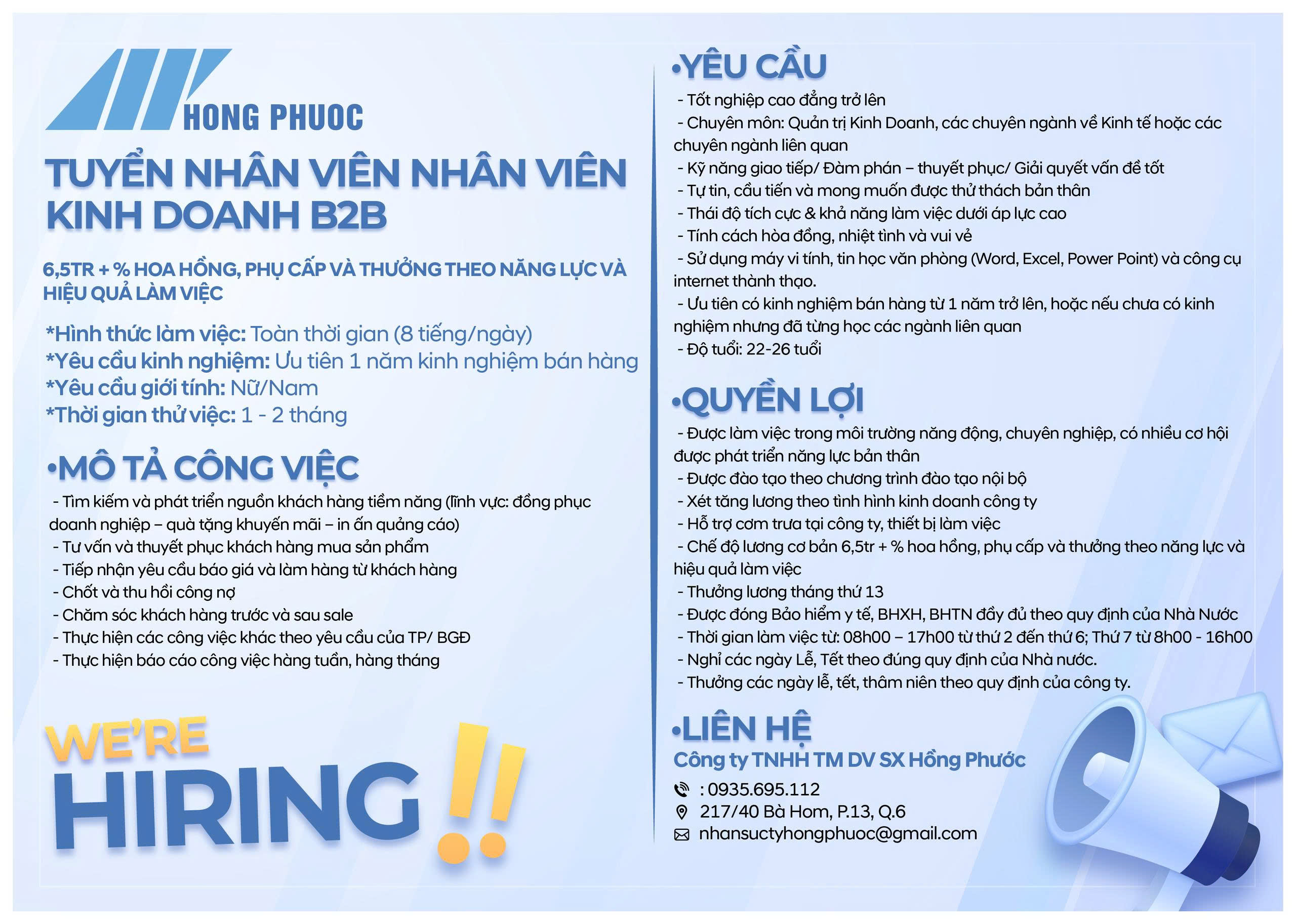 TUYỂN DỤNG NHÂN VIÊN KINH DOANH